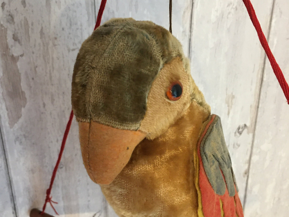 Merrythought Toy Parrot On Perch 1950s English