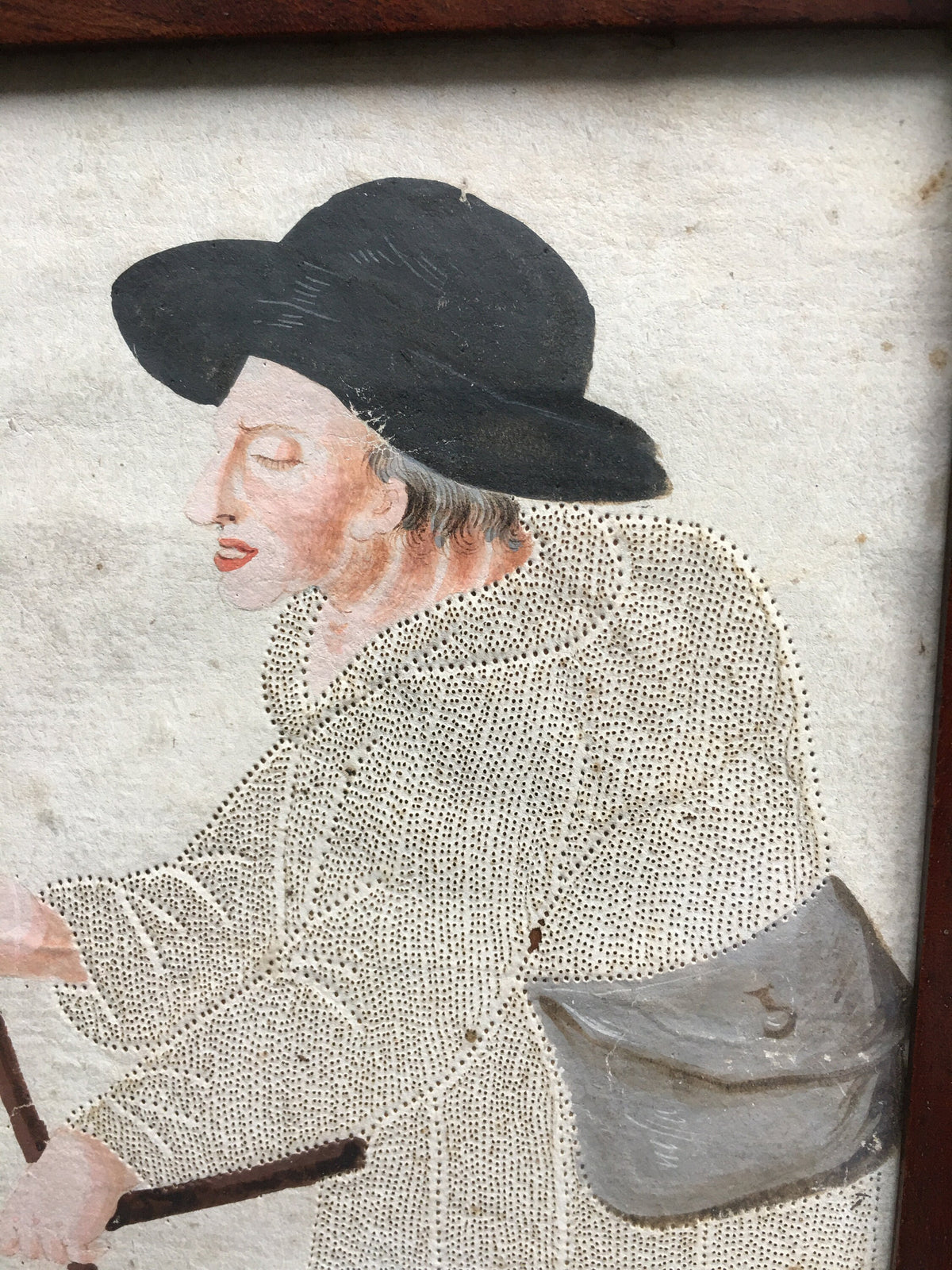18th Century Pin Prick Picture Folk Art Painting C 1790
