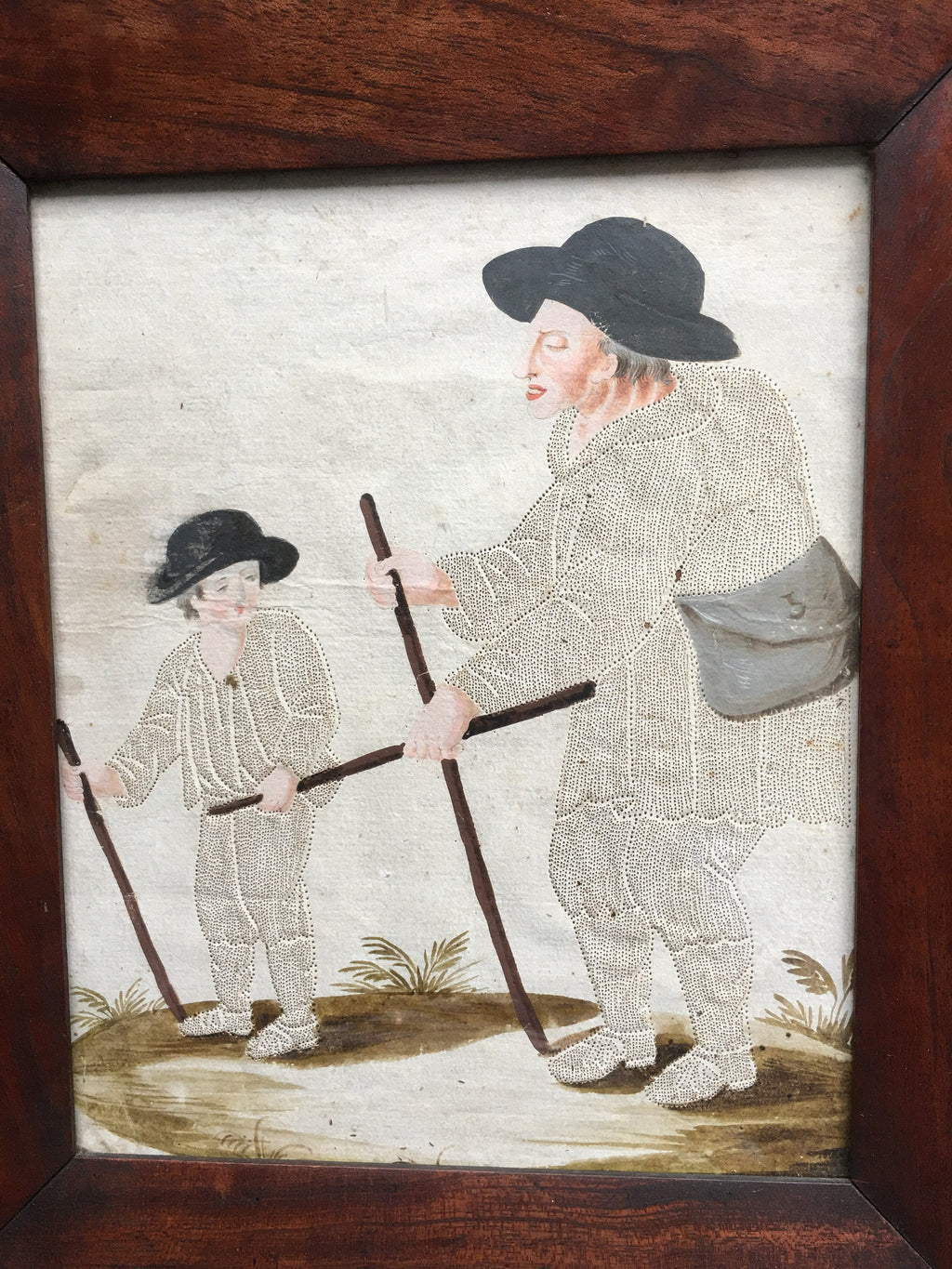 18th Century Pin Prick Picture Folk Art Painting C 1790