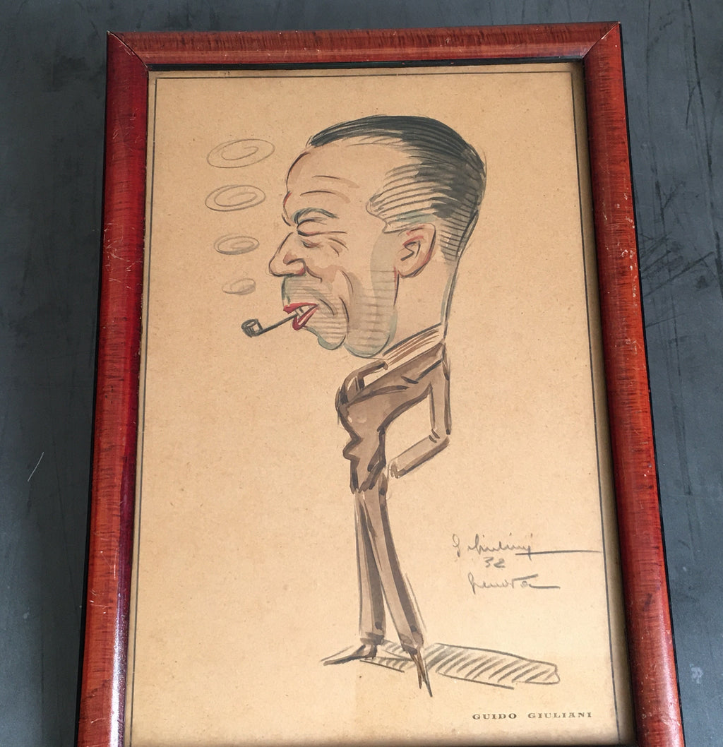 1930s Art Deco Caricature Portrait Guido Giuliani Original Framed Painting