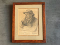 Hermann Groeber Graphite Sketch, Portrait of Young Pipe Smoker, German Circa 1900