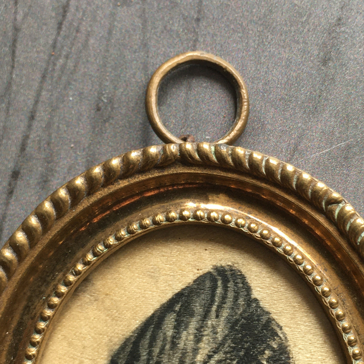Antique Georgian Silhouette on Silk 1795 Dollhouse Miniature