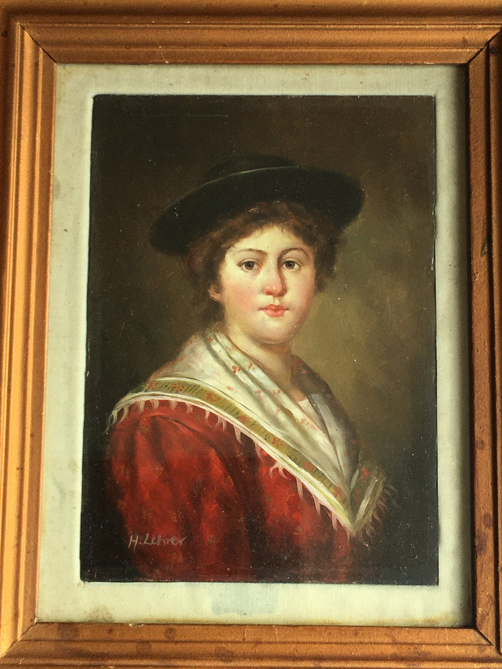 Antique Edwardian Oil Painting Portrait Young Lady After Rudolf Epp Munich School Circa 1910