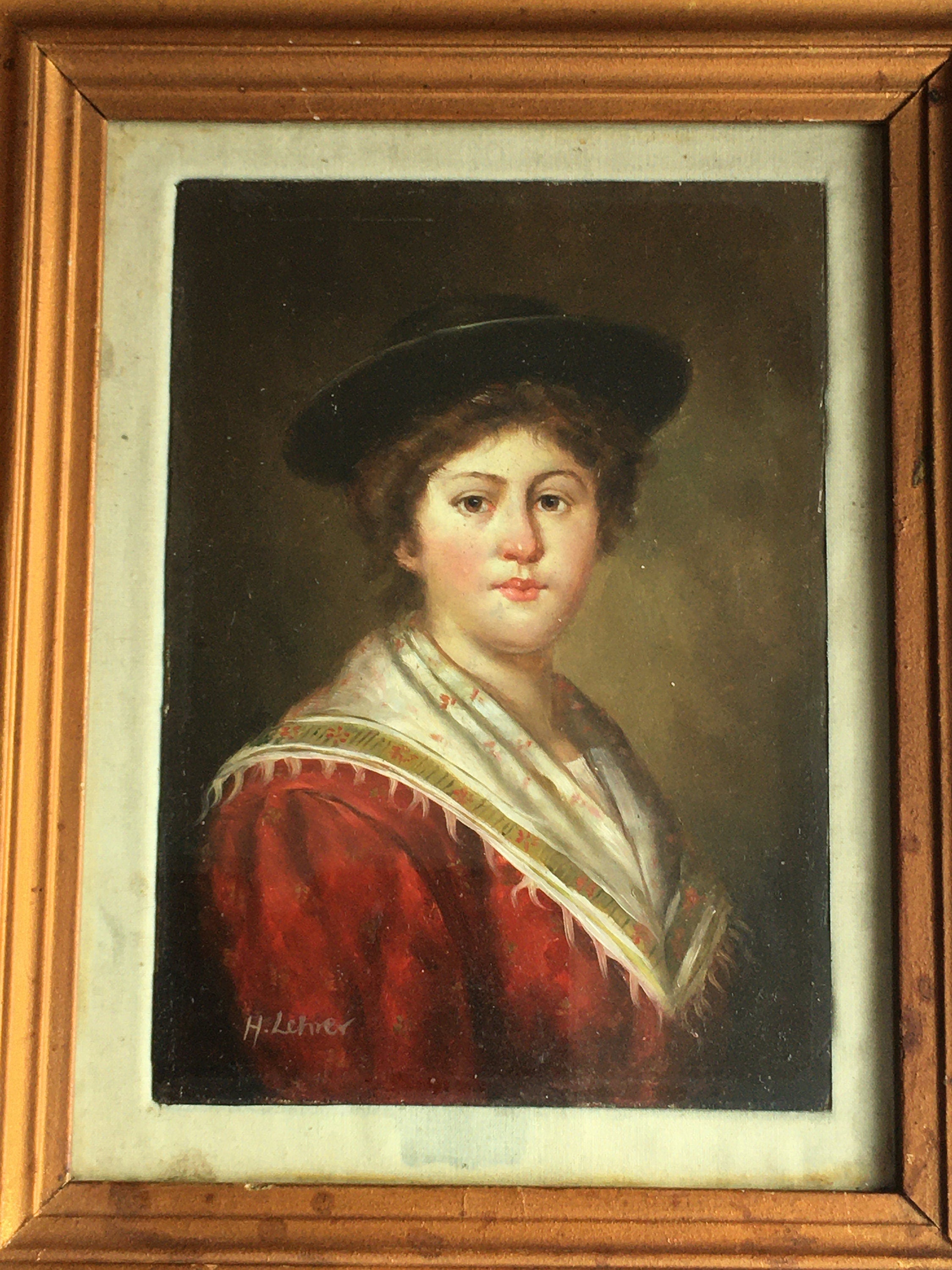 Antique Edwardian Oil Painting Portrait Young Lady After Rudolf Epp Munich School Circa 1910