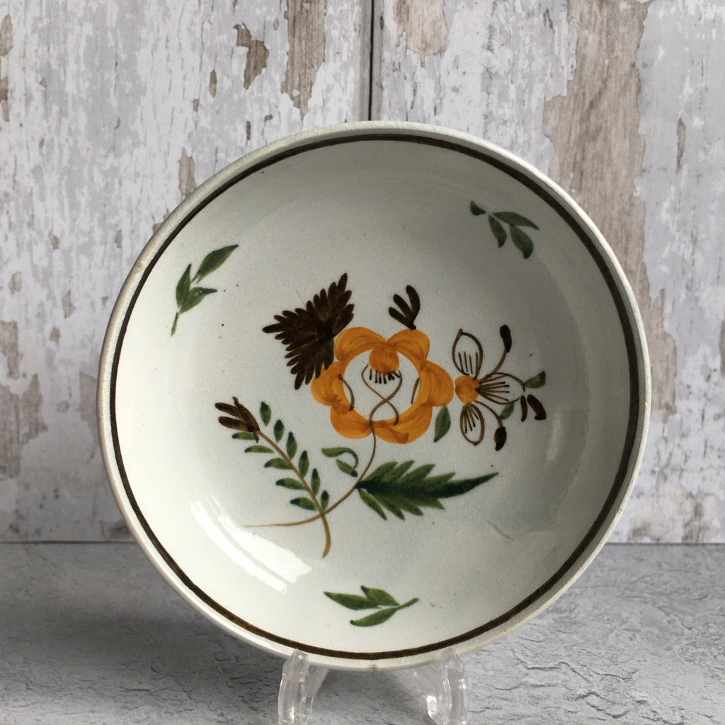 1790 Pratt Ware Child's Tea Bowl & Saucer Naive Pearlware Miniature