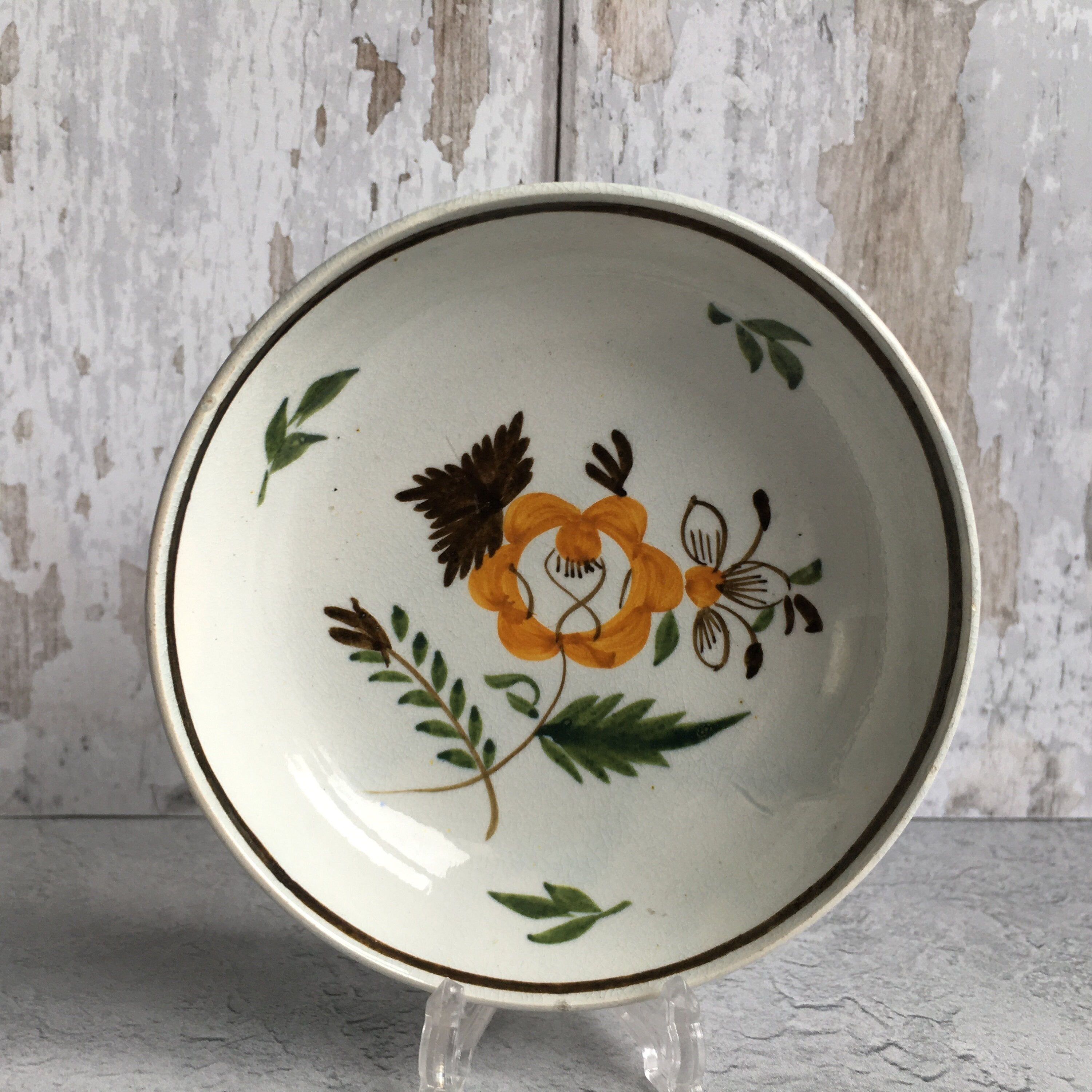 1790 Pratt Ware Child's Tea Bowl & Saucer Naive Pearlware Miniature