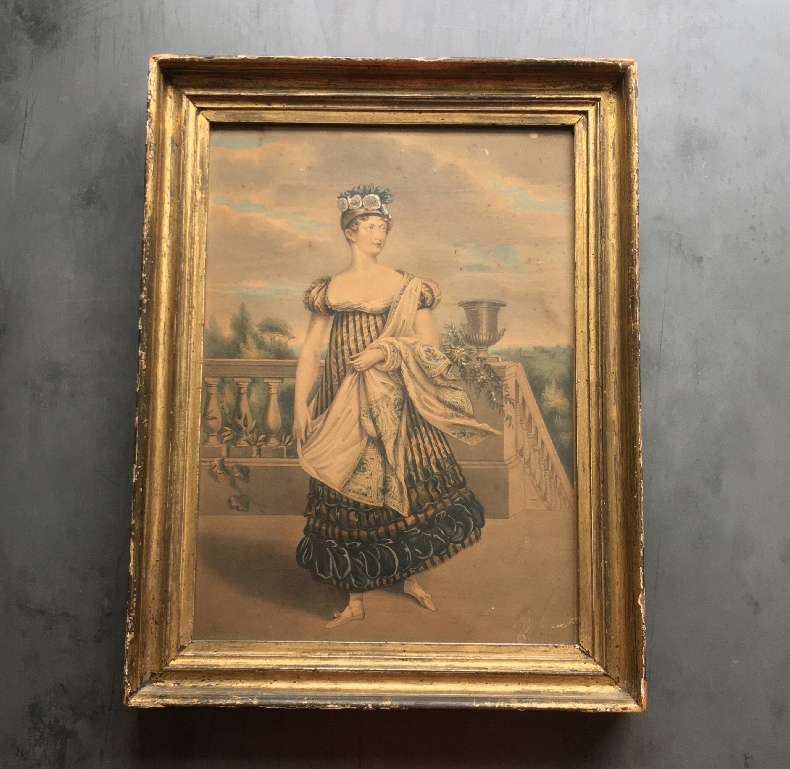 RARE 19th Century Regency Portrait Painting Princess Charlotte Augusta of Wales