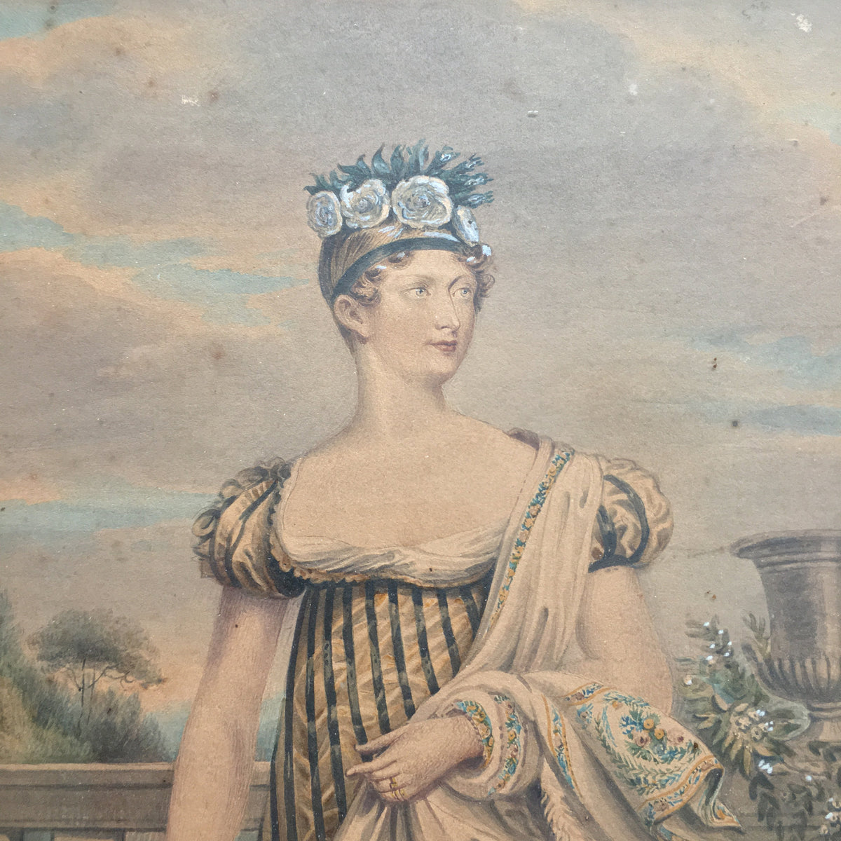 RARE 19th Century Regency Portrait Painting Princess Charlotte Augusta of Wales