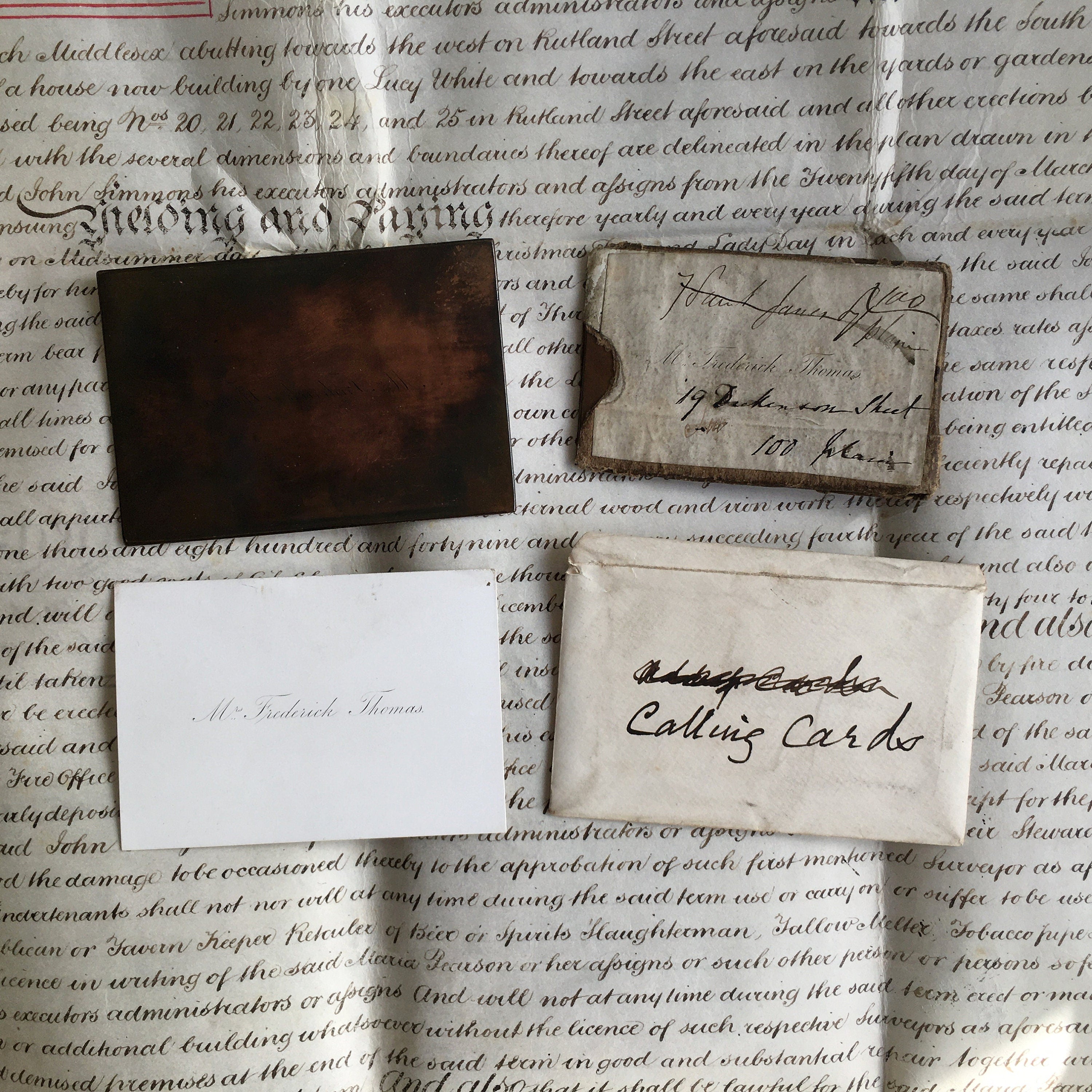 19th C Frederick Thomas Copper Plate Calling Card Legal Ephemera Manchester