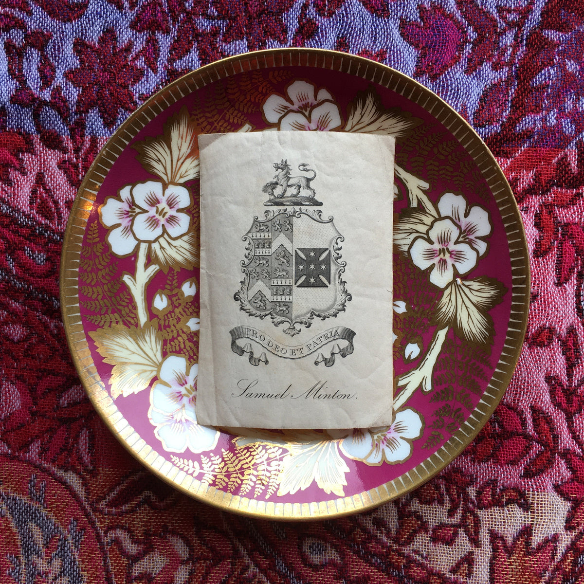 Rare 19th Century Reverend Samuel Minton Ex Libris Book Plate Miltons Descendant