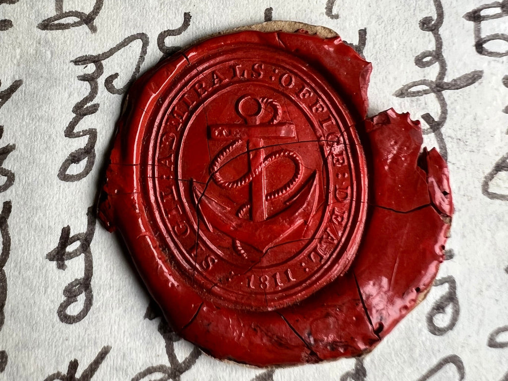 Rare Georgian Wax Seal Impression 1811 Admiralty Office Deal Kent British Naval History