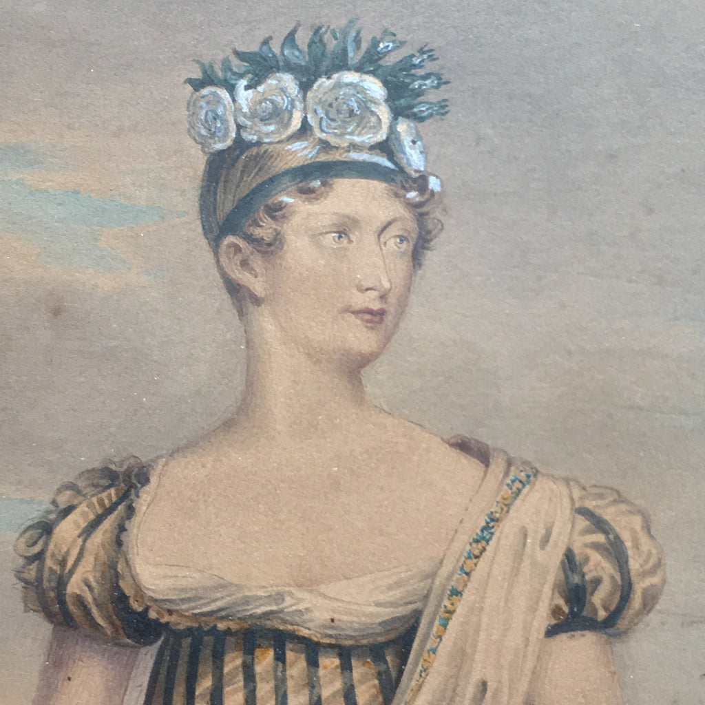 RARE 19th Century Regency Portrait Painting Princess Charlotte Augusta of Wales