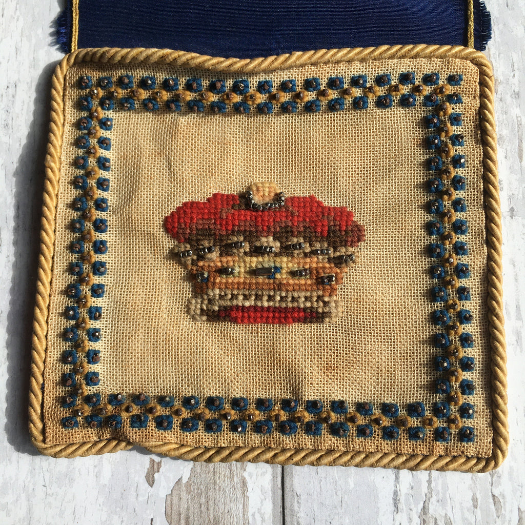 Queen Victoria Royal Needlework Needlepoint Wall Pocket 1887 Golden Jubilee