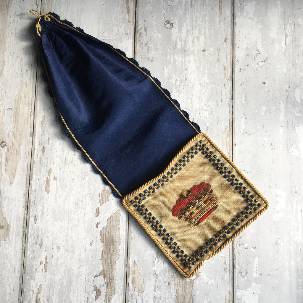 Queen Victoria Royal Needlework Needlepoint Wall Pocket 1887 Golden Jubilee