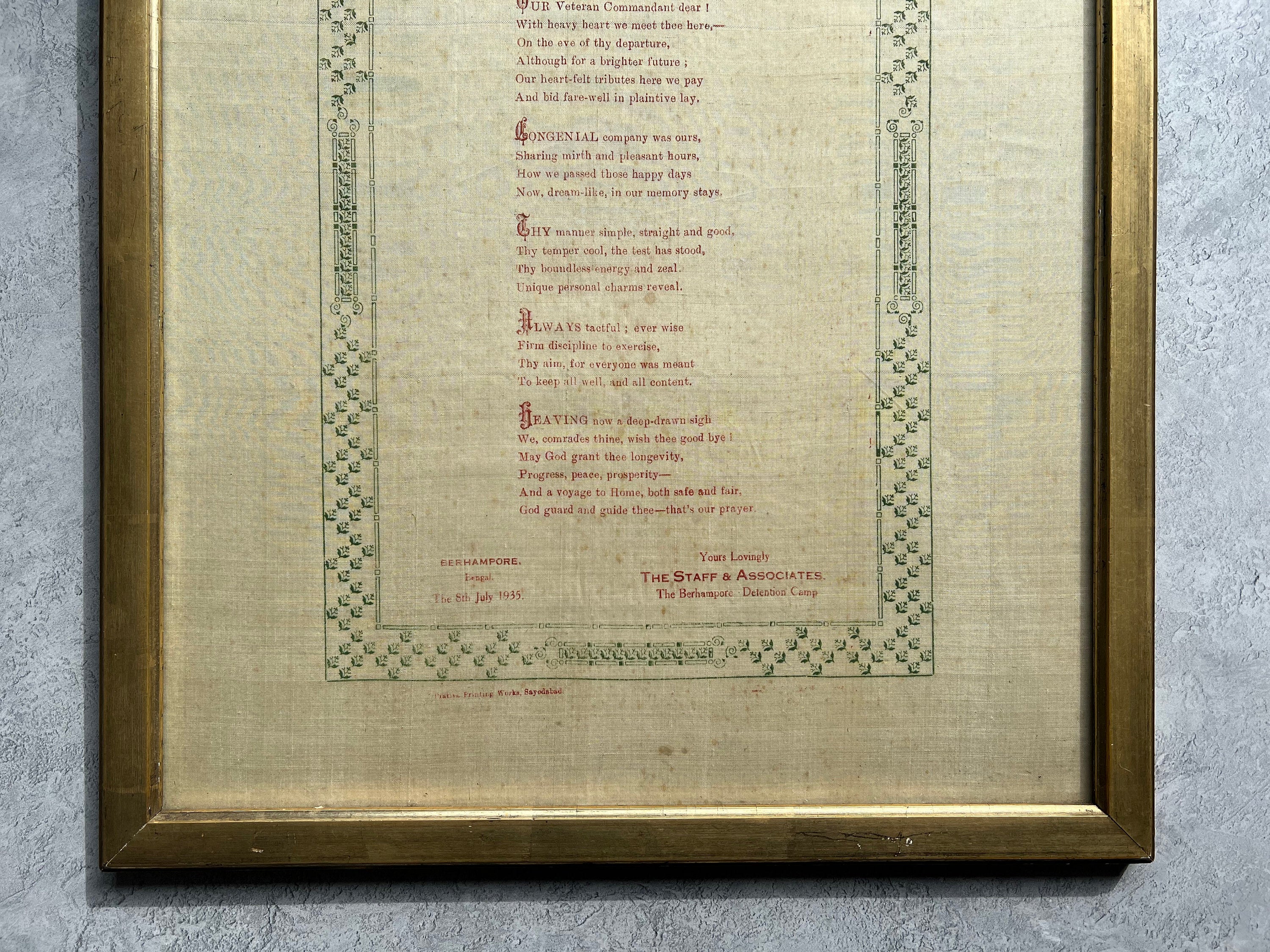 Anglo Indian Silk Handkerchief, Lt. Col. William Leith Ross Framed Marcus Adams Photo 1935