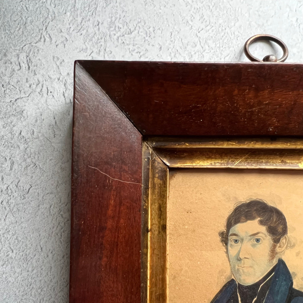 19th Century Folk Art Painting Portrait Miniature Naïve School Circa 1810