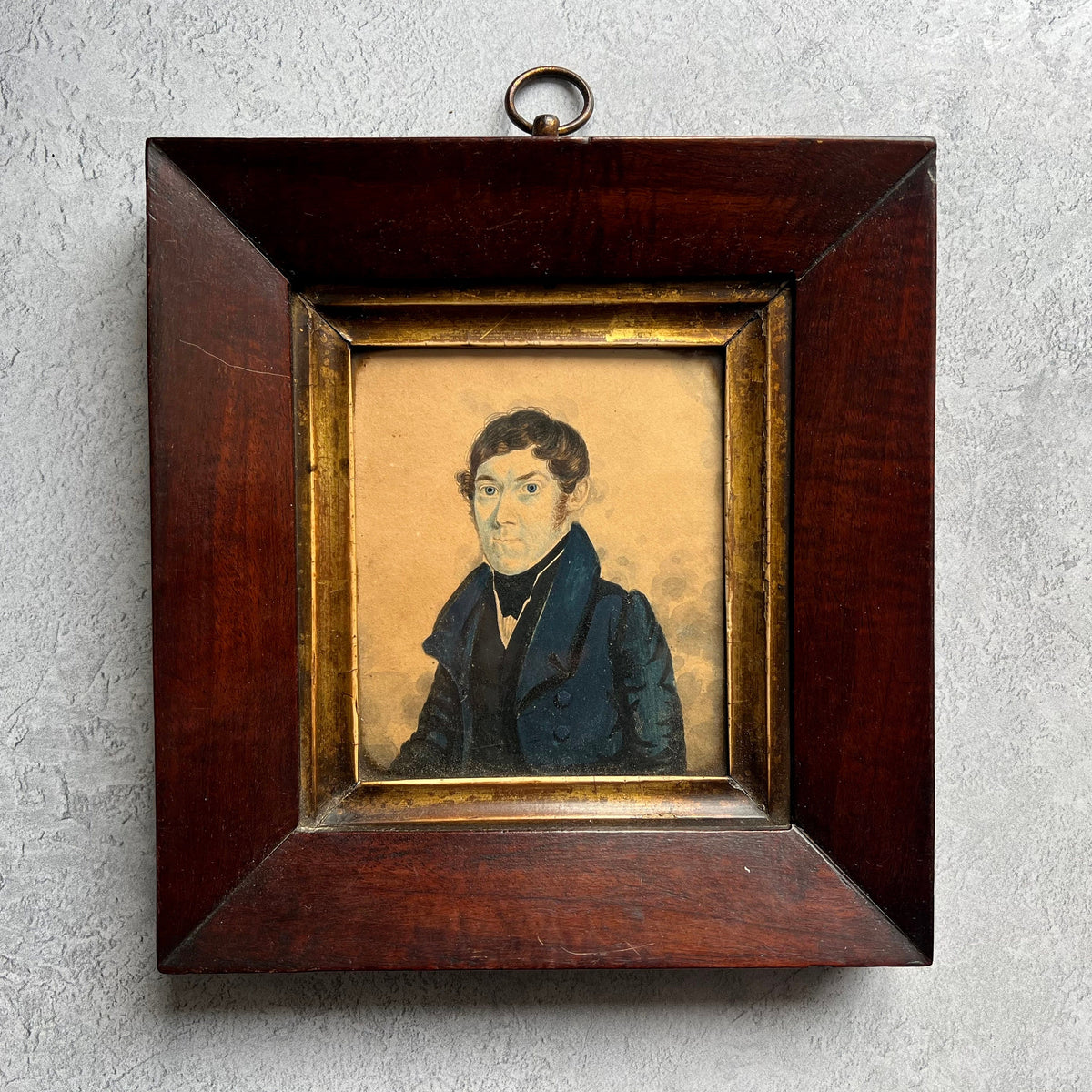 19th Century Folk Art Painting Portrait Miniature Naïve School Circa 1810
