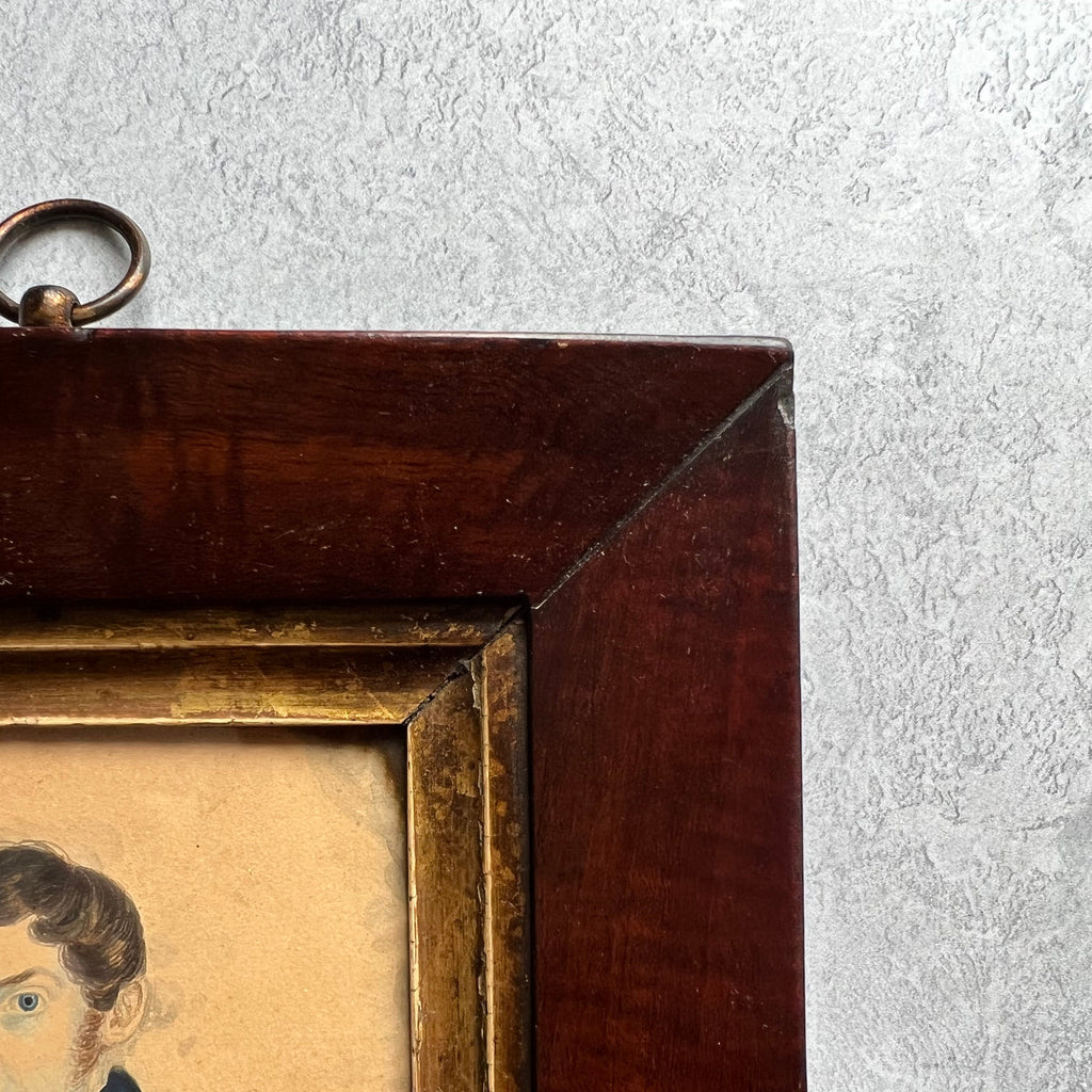 19th Century Folk Art Painting Portrait Miniature Naïve School Circa 1810