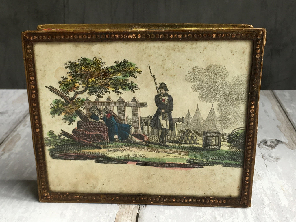 RARE Antique Dragee Box Candy Box Napoleon and Soldier Circa 1810