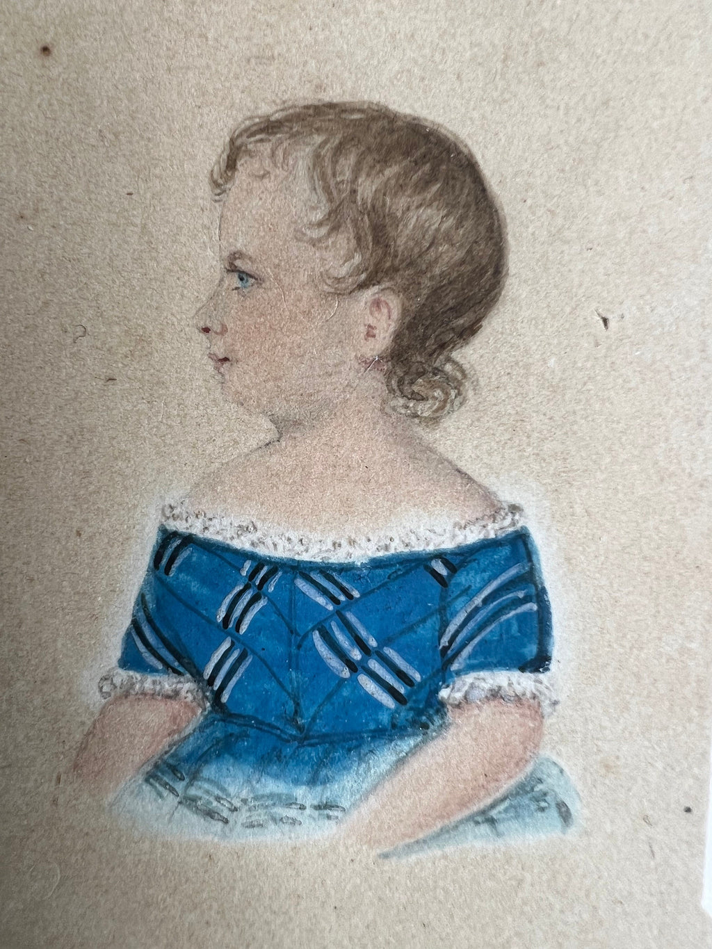 Antique Folk Art Painting Child Portrait Circa 1835