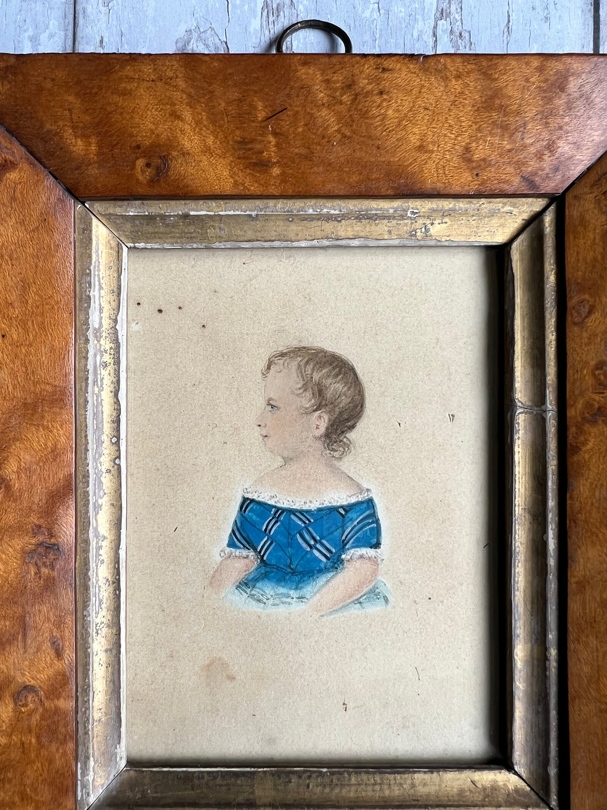 Antique Folk Art Painting Child Portrait Circa 1835