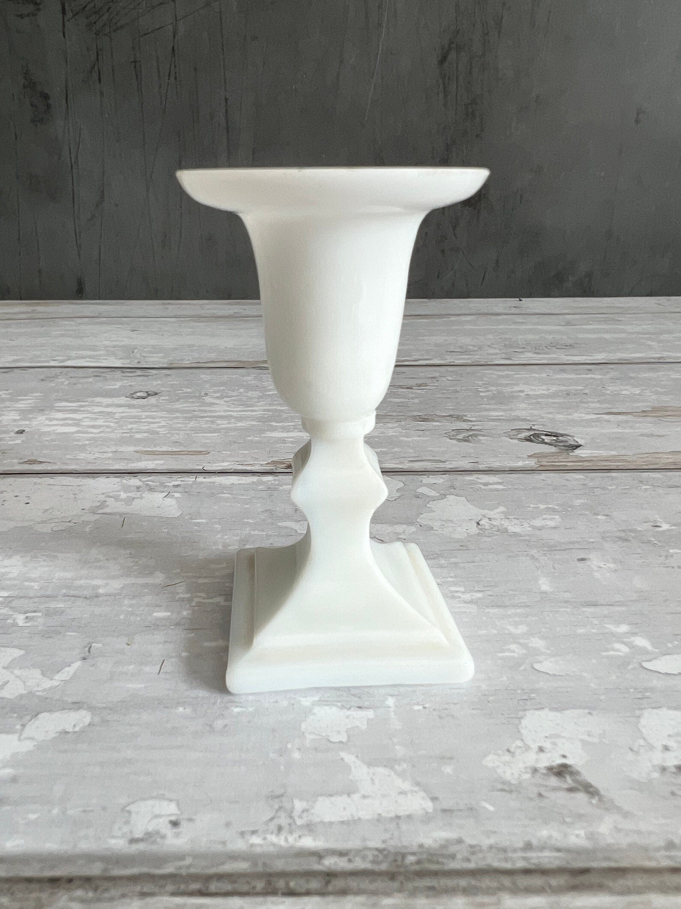 Antique French Miniature Candlestick White Opaline Glass Circa 1860 Napoleon III
