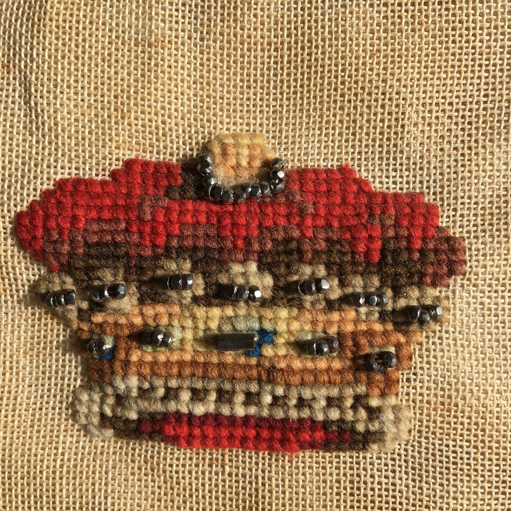 Queen Victoria Royal Needlework Needlepoint Wall Pocket 1887 Golden Jubilee