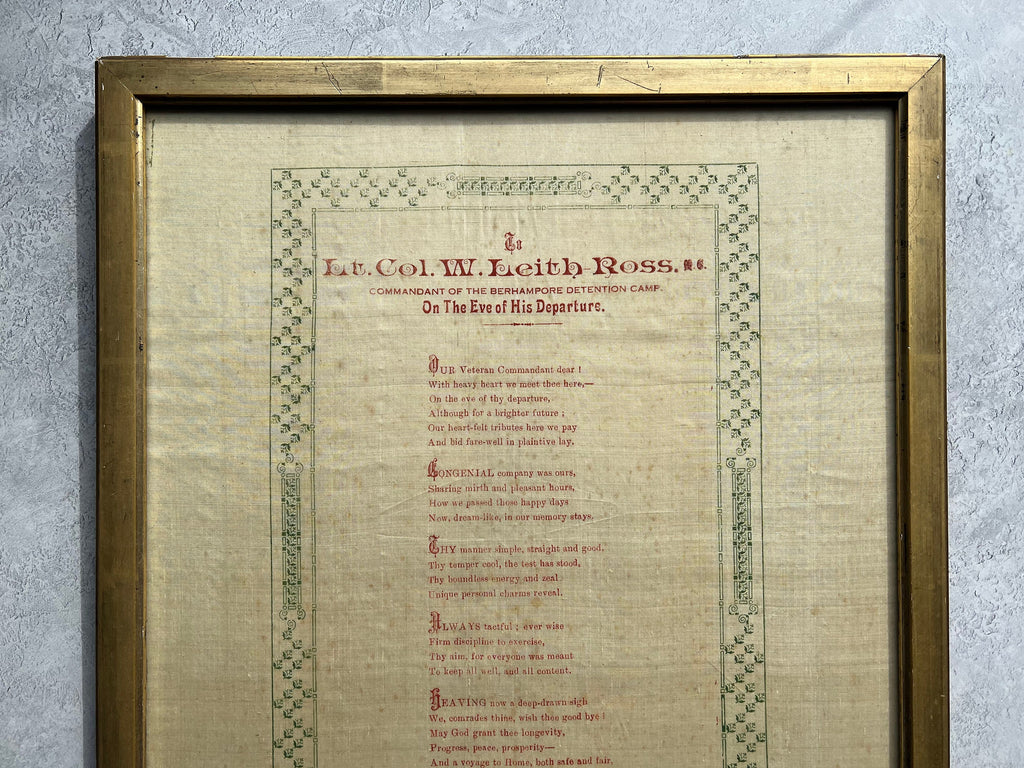 Anglo Indian Silk Handkerchief, Lt. Col. William Leith Ross Framed Marcus Adams Photo 1935