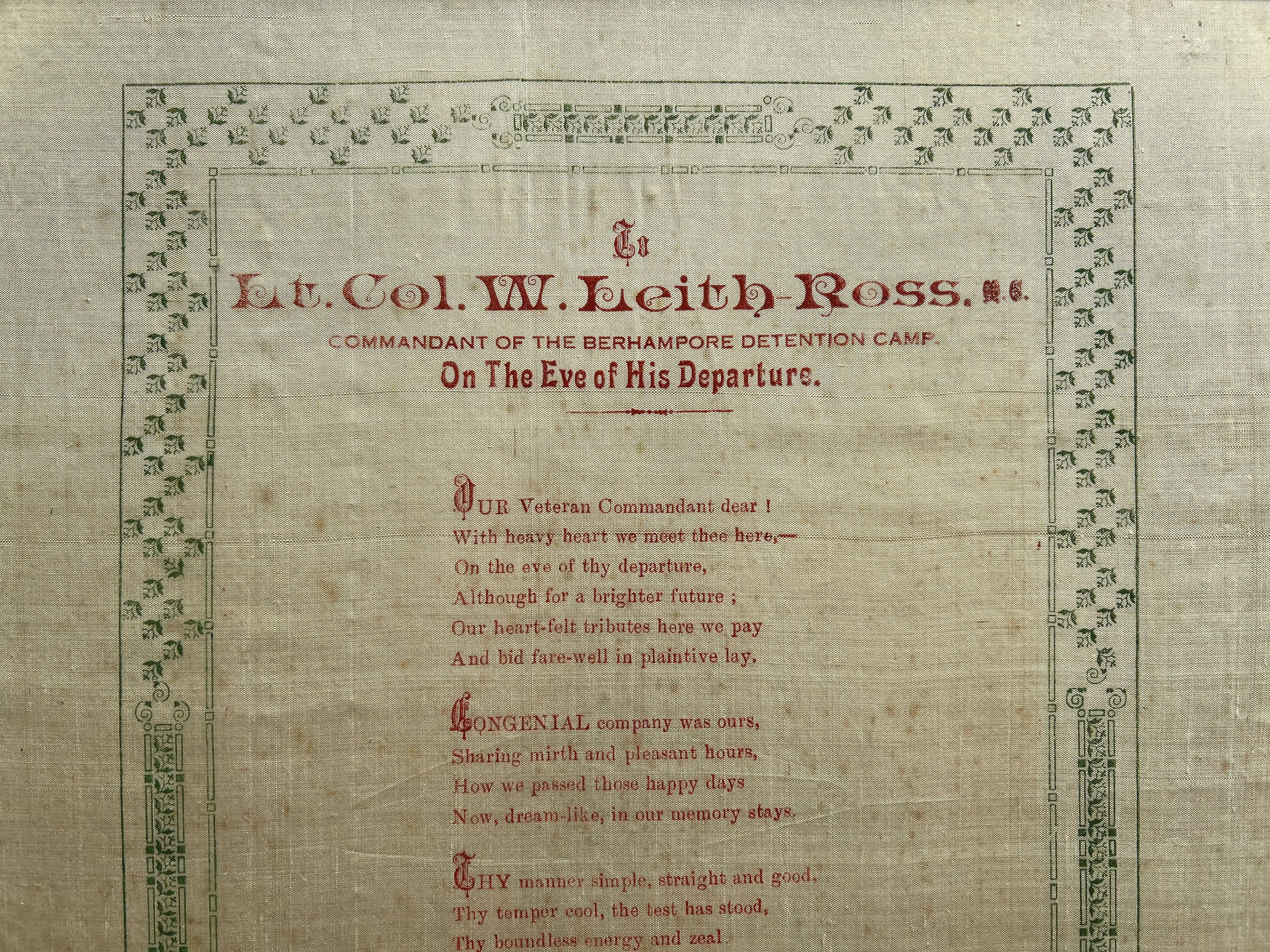 Anglo Indian Silk Handkerchief, Lt. Col. William Leith Ross Framed Marcus Adams Photo 1935