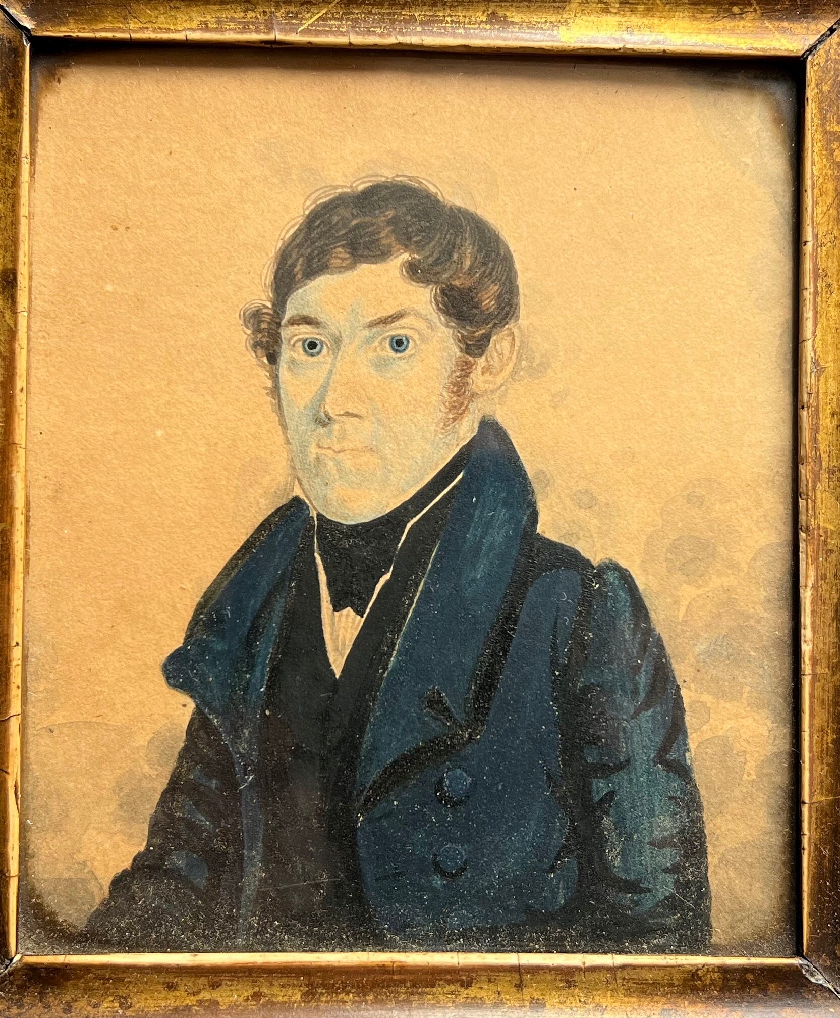 19th Century Folk Art Painting Portrait Miniature Naïve School Circa 1810