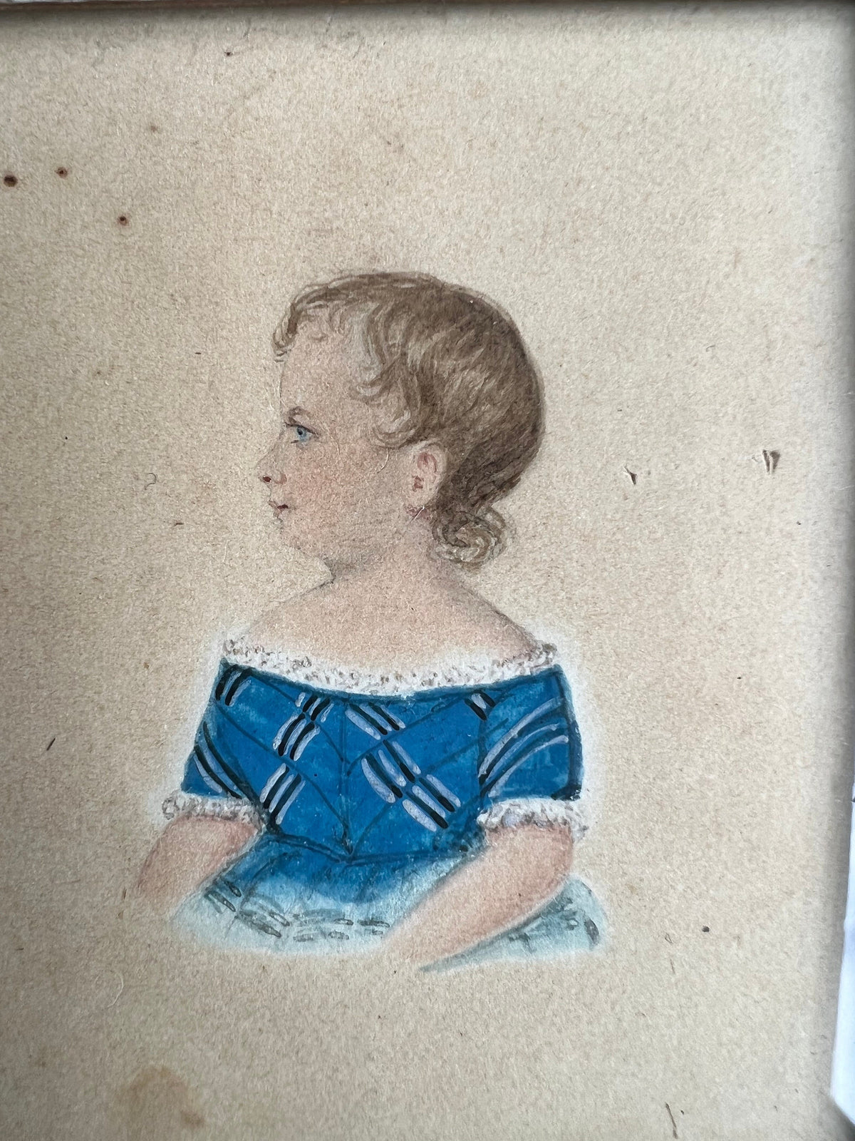 Antique Folk Art Painting Child Portrait Circa 1835