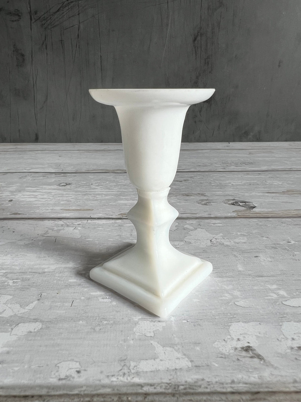 Antique French Miniature Candlestick White Opaline Glass Circa 1860 Napoleon III