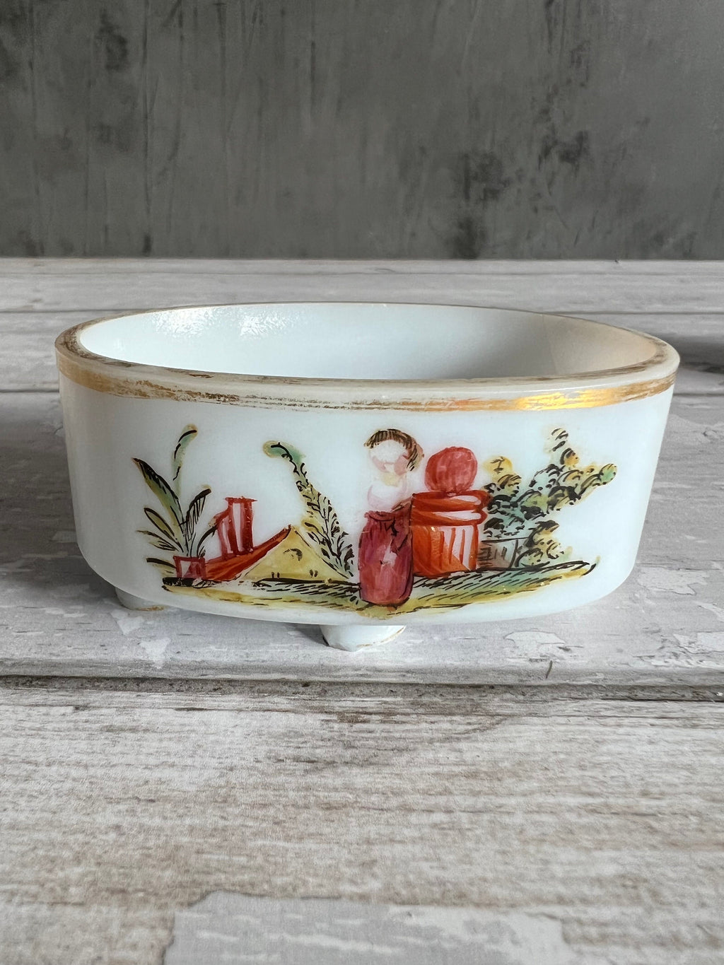 18th Century Opaline Glass Salt Cellars Enamelled Floral Design Georgian Wedding Gift