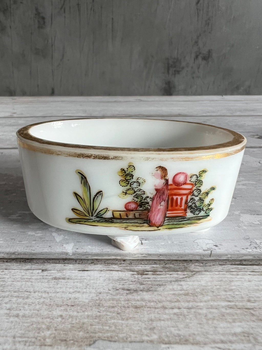 18th Century Opaline Glass Salt Cellars Enamelled Floral Design Georgian Wedding Gift