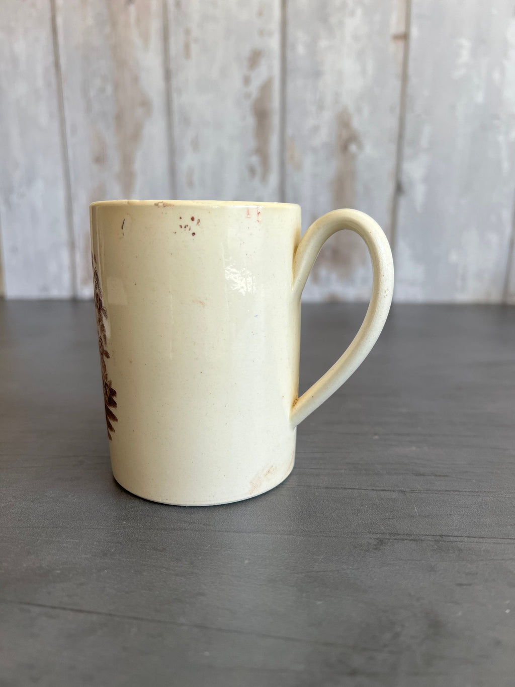Antique Herculaneum Creamware Mug Tankard Romantic Lovers Purple Puce Transfer Printed C 1800