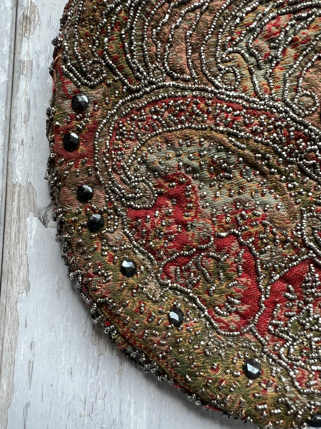 Antique Victorian Handbag Paisley Cut Steel Beadwork Circa 1850 AF English