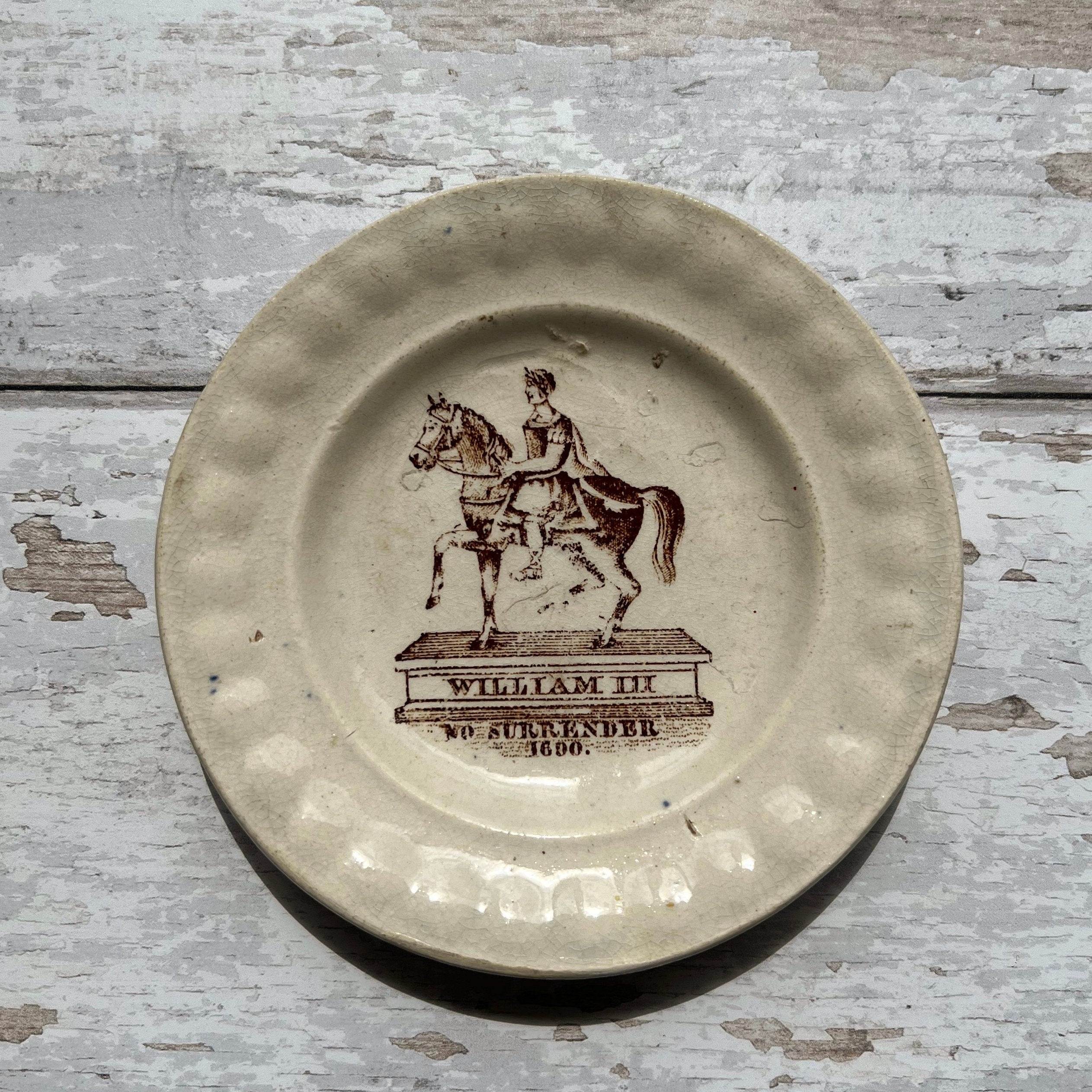Rare 19th Century 1830 William III Nursery Plate Historical Pottery