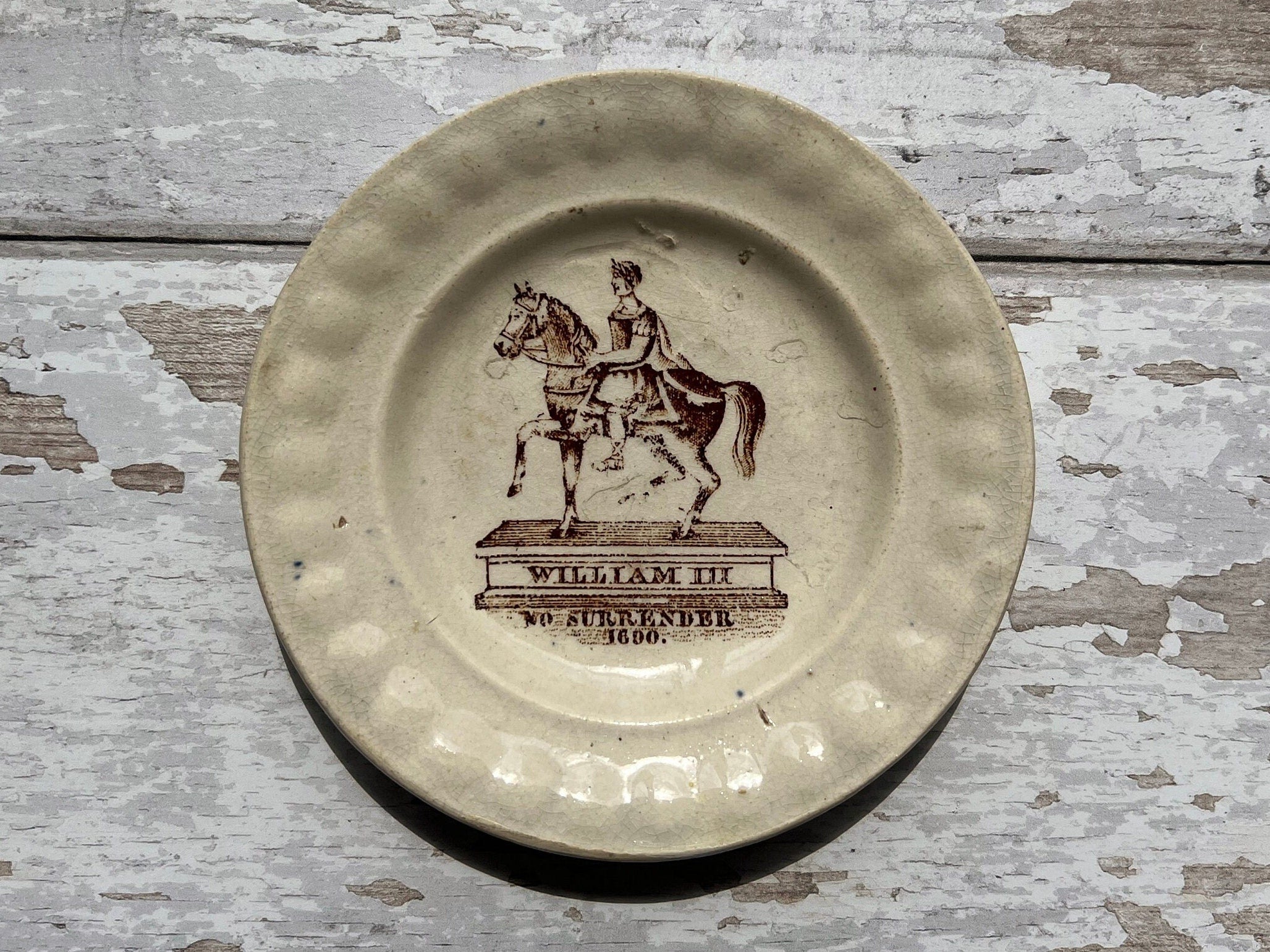 Rare 19th Century 1830 William III Nursery Plate Historical Pottery