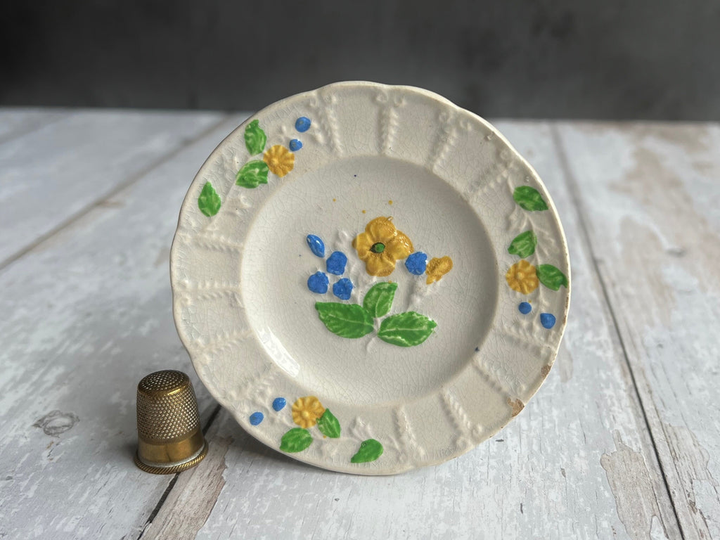 Antique Childs Miniature Staffordshire Toy Plate Nursery Ware Circa 1810