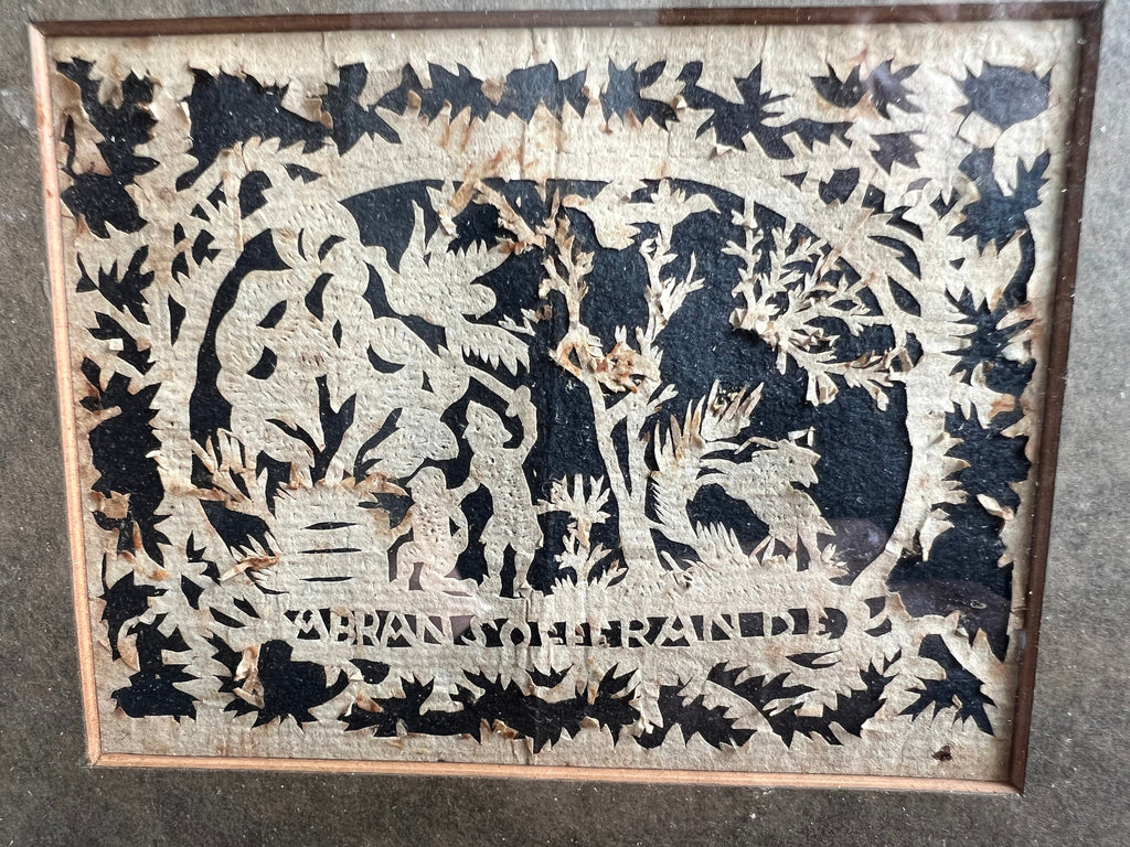 1790 Antique Scherenschnitte Paper Cut Sacrifice of Isaac Scene