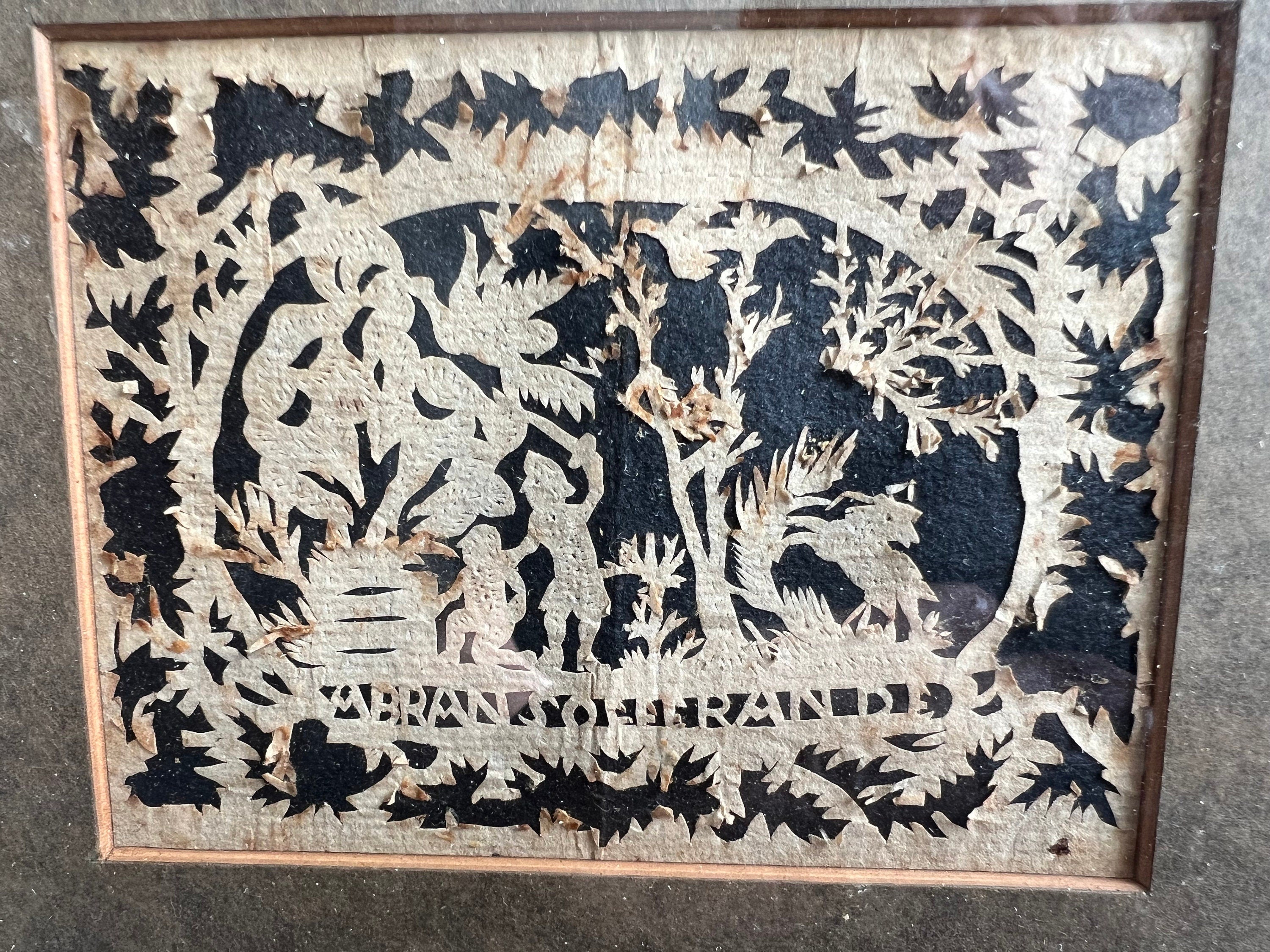 1790 Antique Scherenschnitte Paper Cut Sacrifice of Isaac Scene