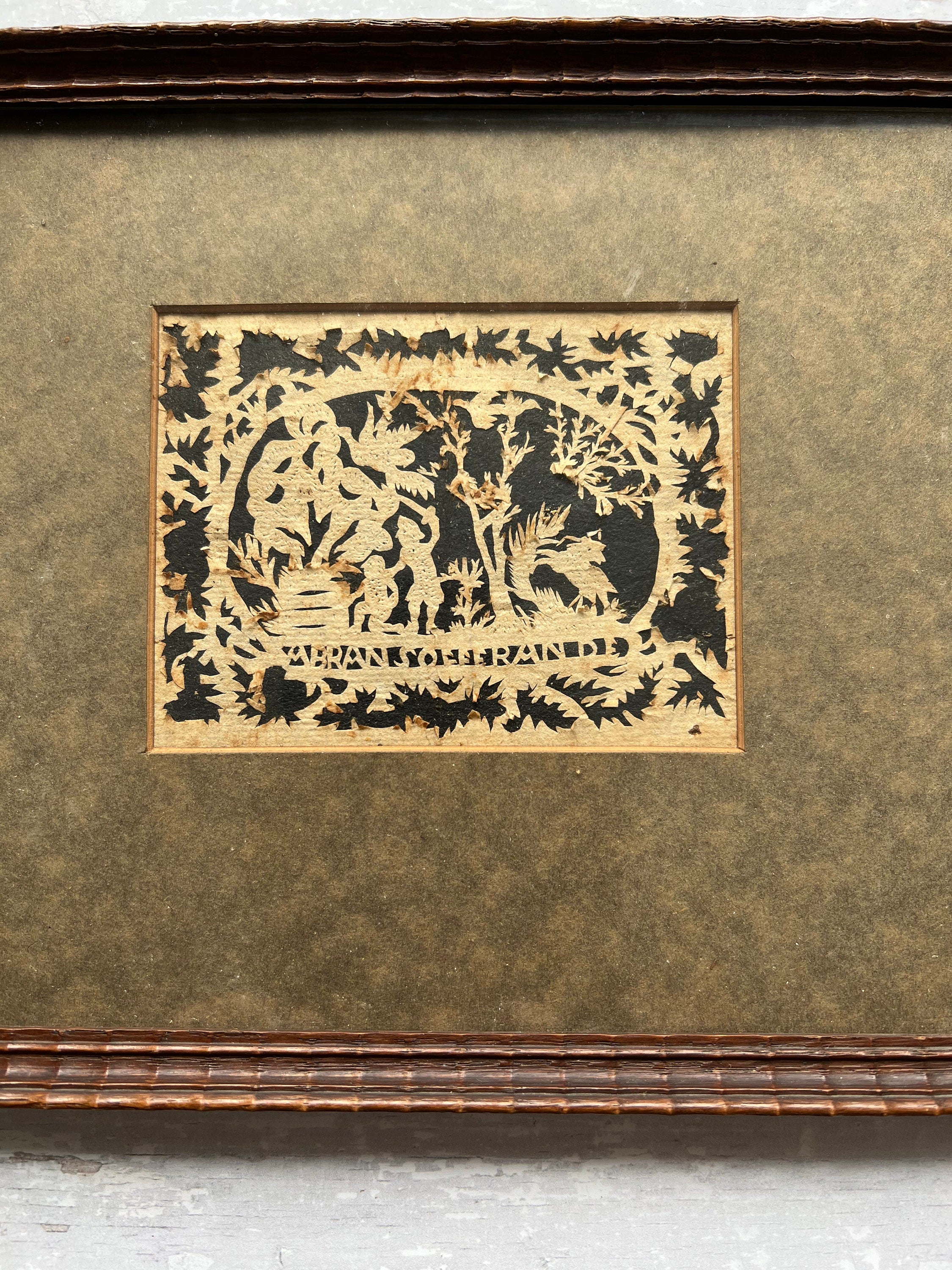 1790 Antique Scherenschnitte Paper Cut Sacrifice of Isaac Scene