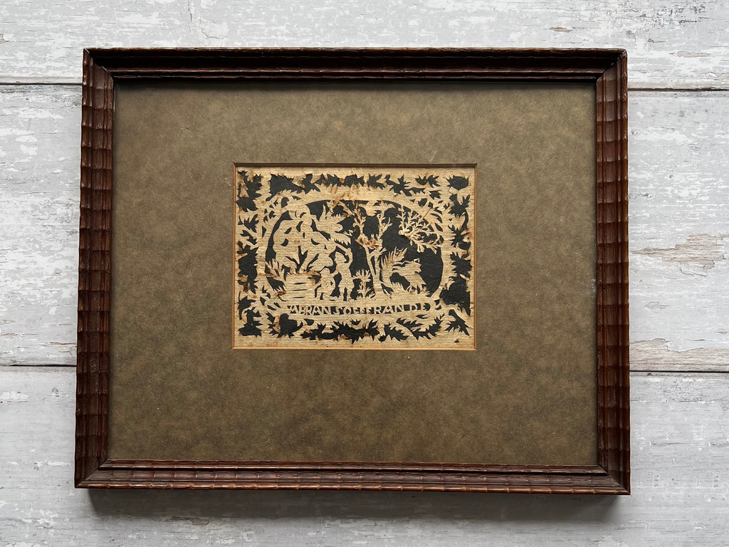 1790 Antique Scherenschnitte Paper Cut Sacrifice of Isaac Scene