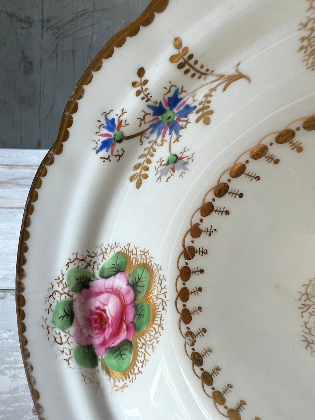Antique Georgian Porcelain Dessert Dish Billingsley Roses Thomas Goode Retailer