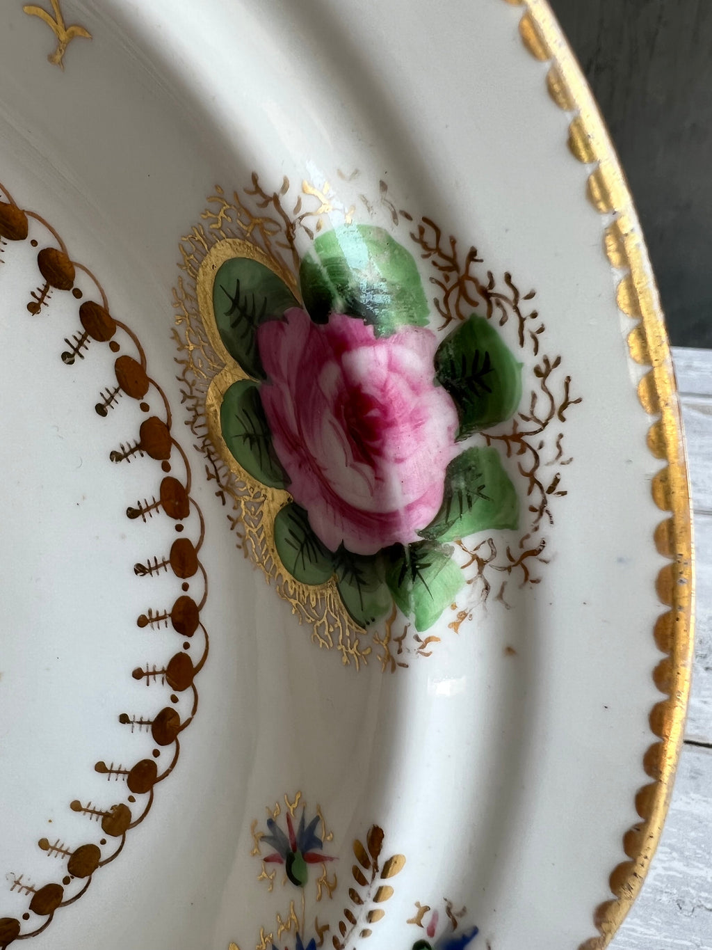 Antique Georgian Porcelain Dessert Dish Billingsley Roses Thomas Goode Retailer