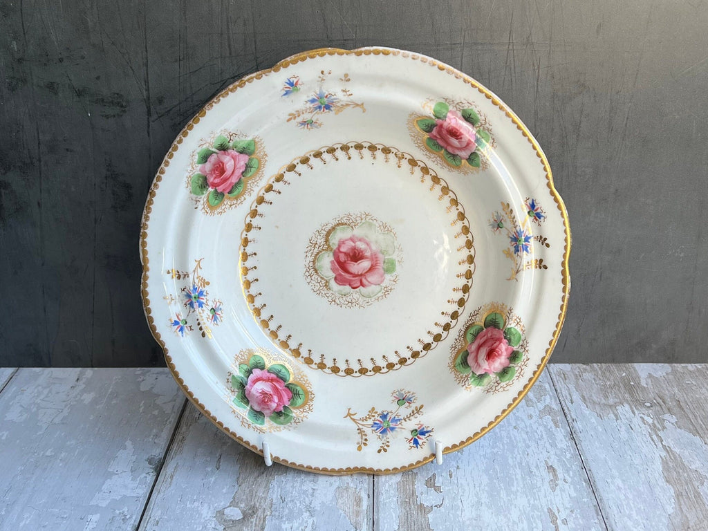 Antique Georgian Porcelain Dessert Dish Billingsley Roses Thomas Goode Retailer