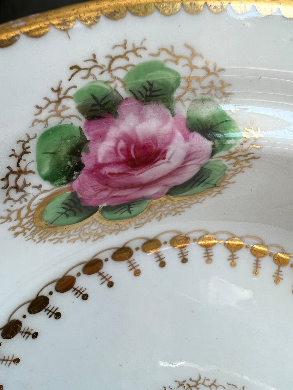 Antique Georgian Porcelain Dessert Dish Billingsley Roses Thomas Goode Retailer