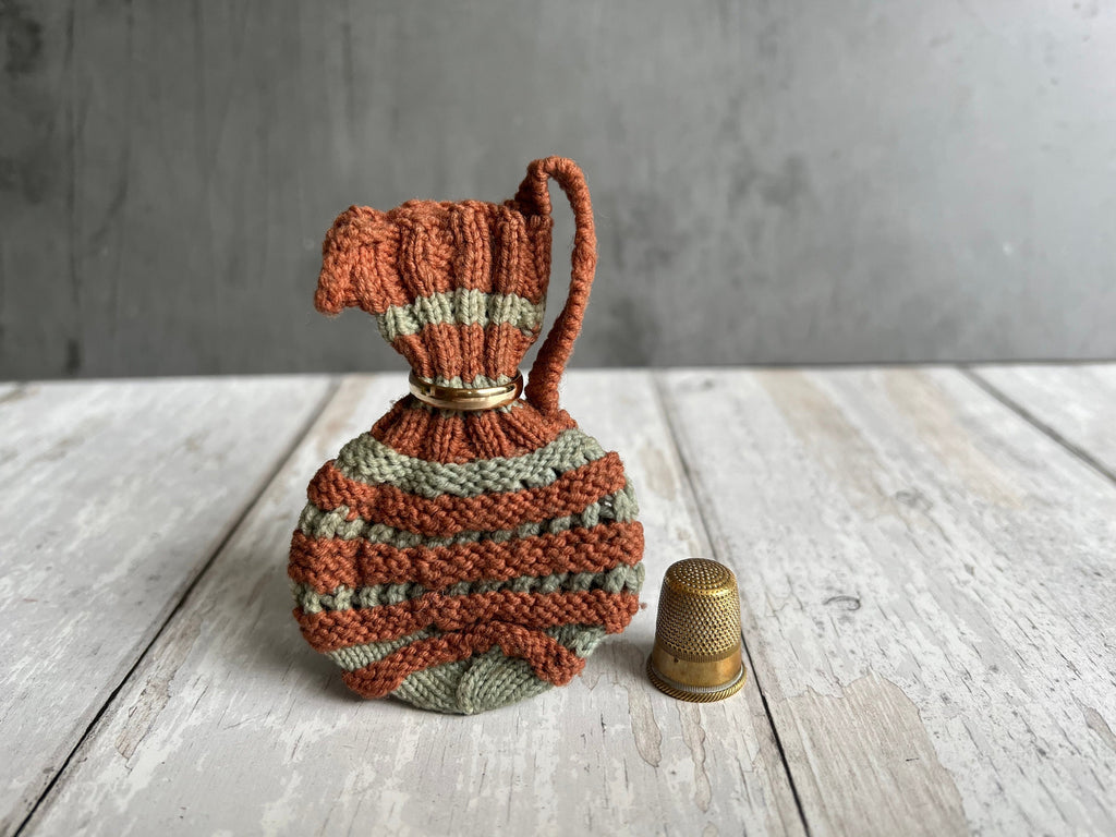 Antique 19th Century Knitted Pence Jug Purse with Hallmarked Gold Wedding Ring Circa 1800s