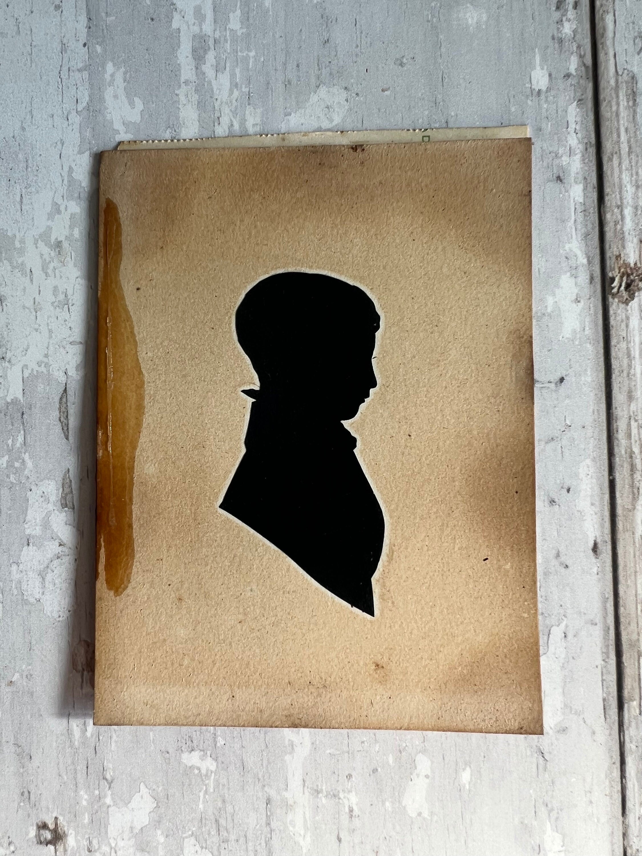 Antique Silhouette Portrait, 1834 Boy Profile by Hubard Gallery