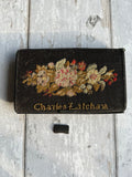Georgian Needlepoint Mourning Case Beaded Floral Wallet 1830s
